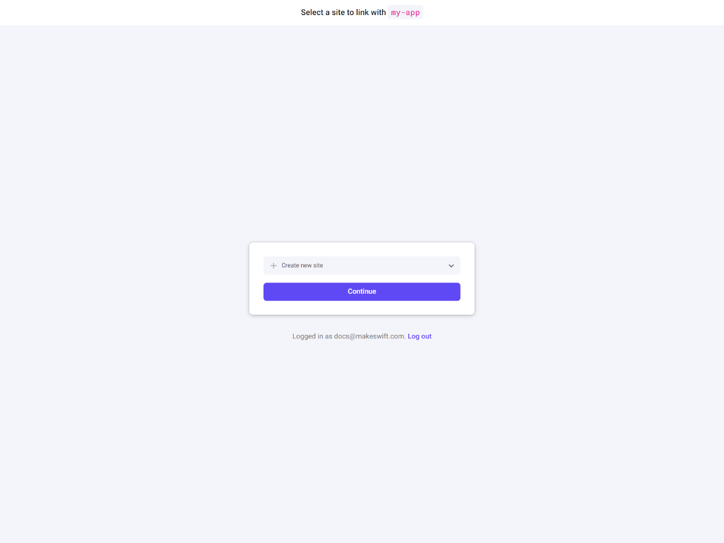 Screenshot of select site to integrate