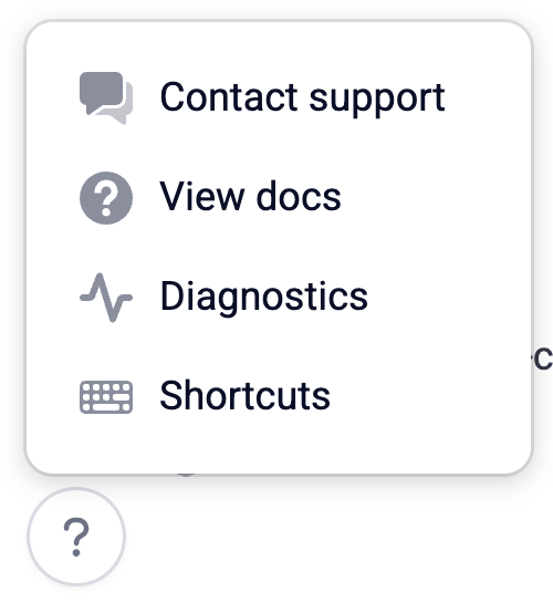 The Help menu in the Navigation Sidebar