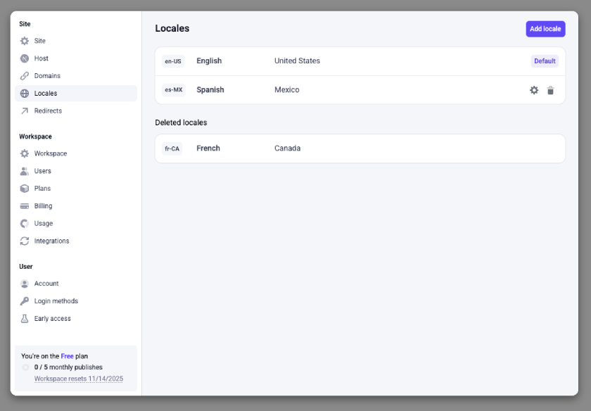 Settings Locales