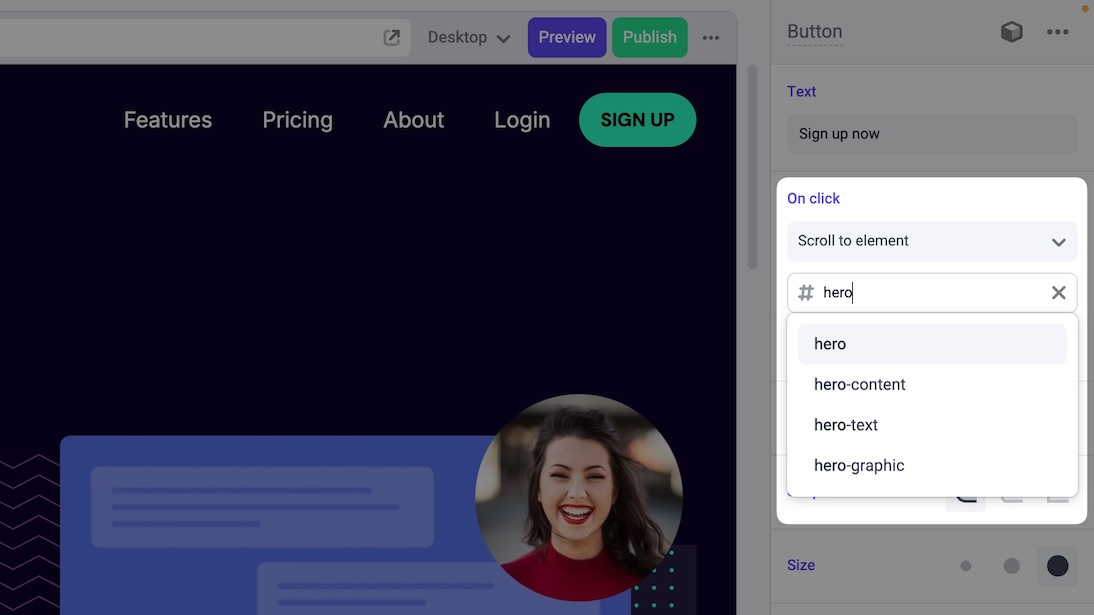 components in dropdown click
panel