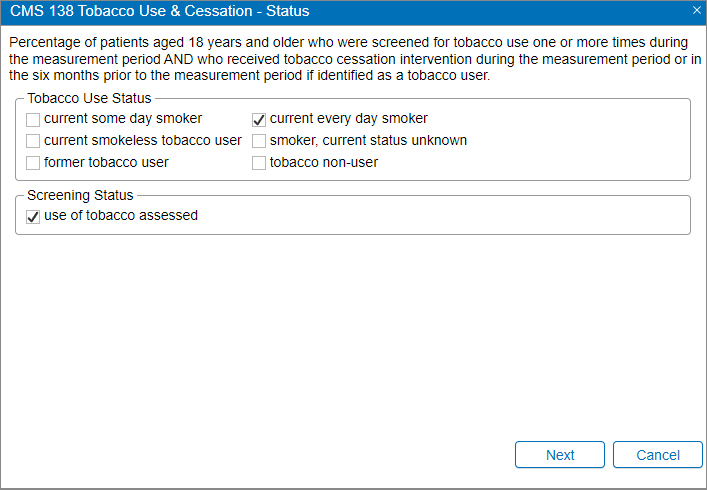 Tobacco Cessation Measure