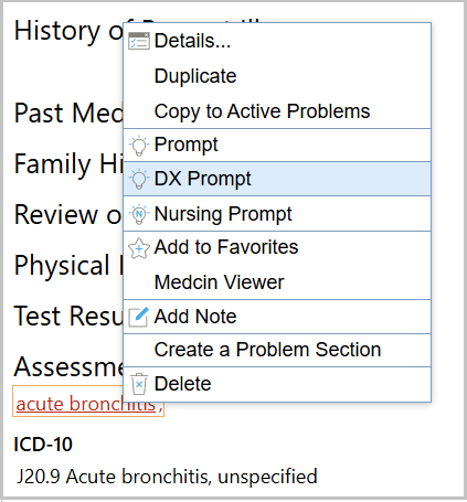 Diangostic Prompt - Acute Bronchitis