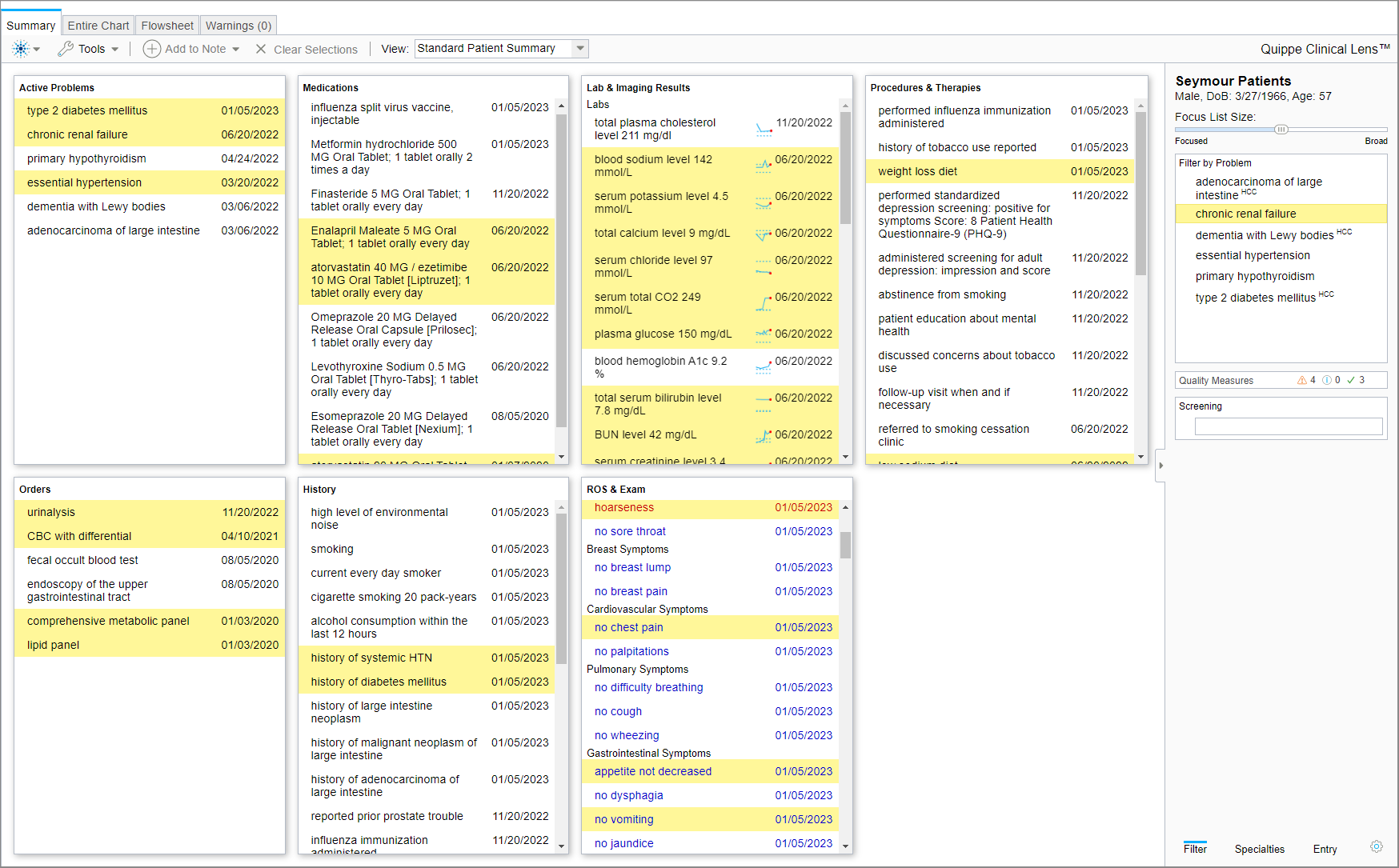 Clinical Lens - Chronic Renal Failure Findings Highlighted