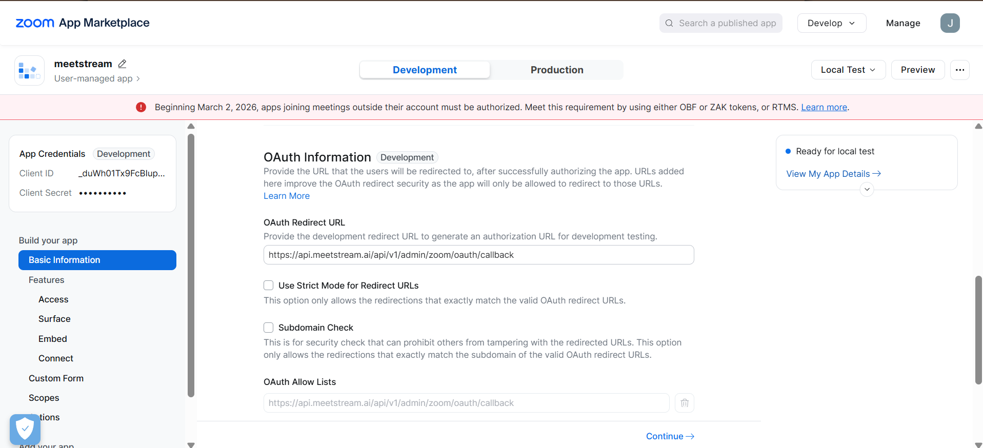Callback url paste