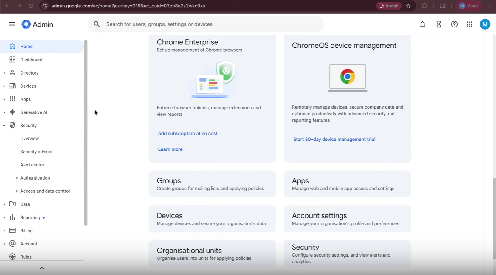 workspace admin