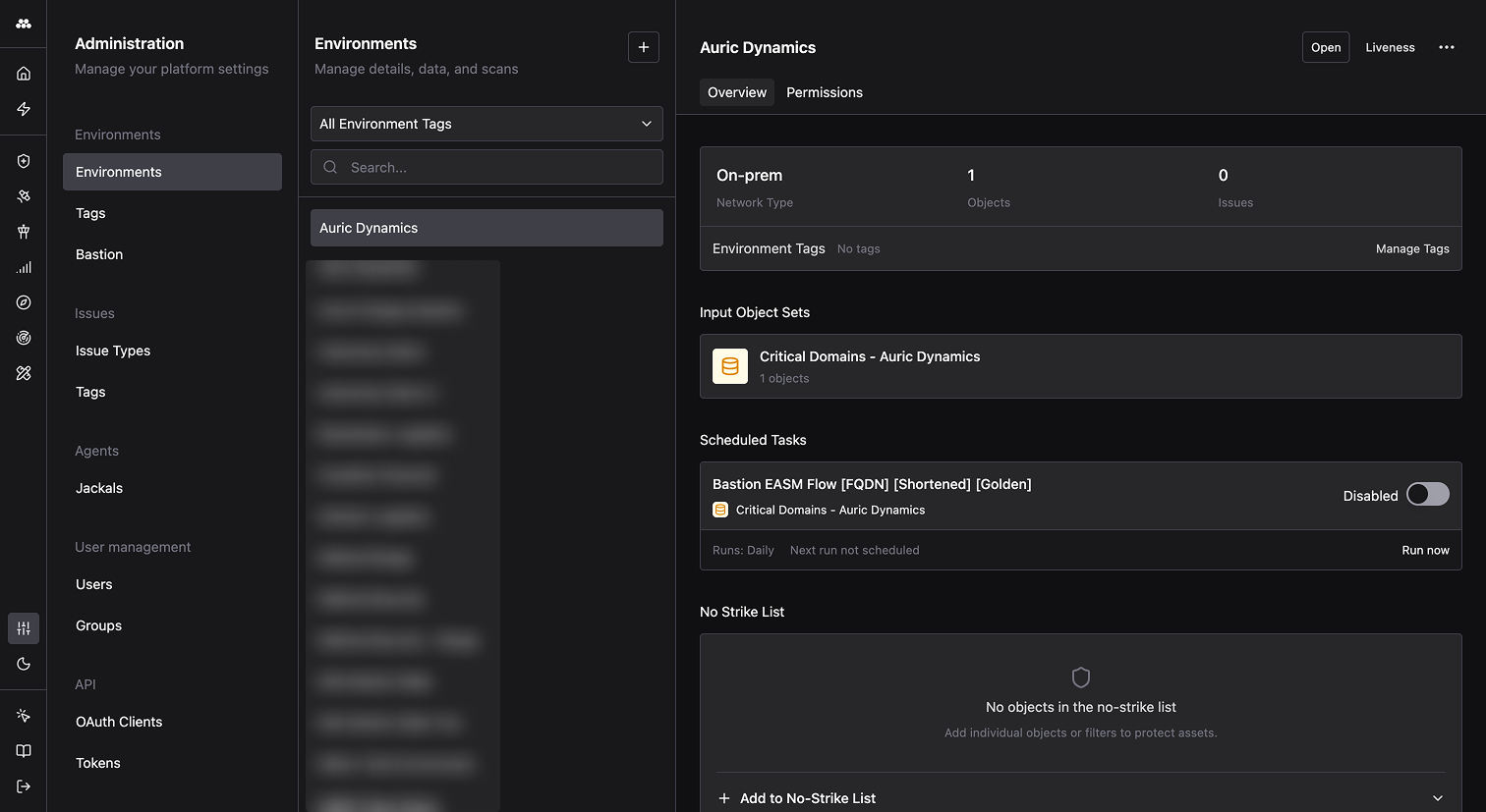 Environment detail page for the newly created Environment
