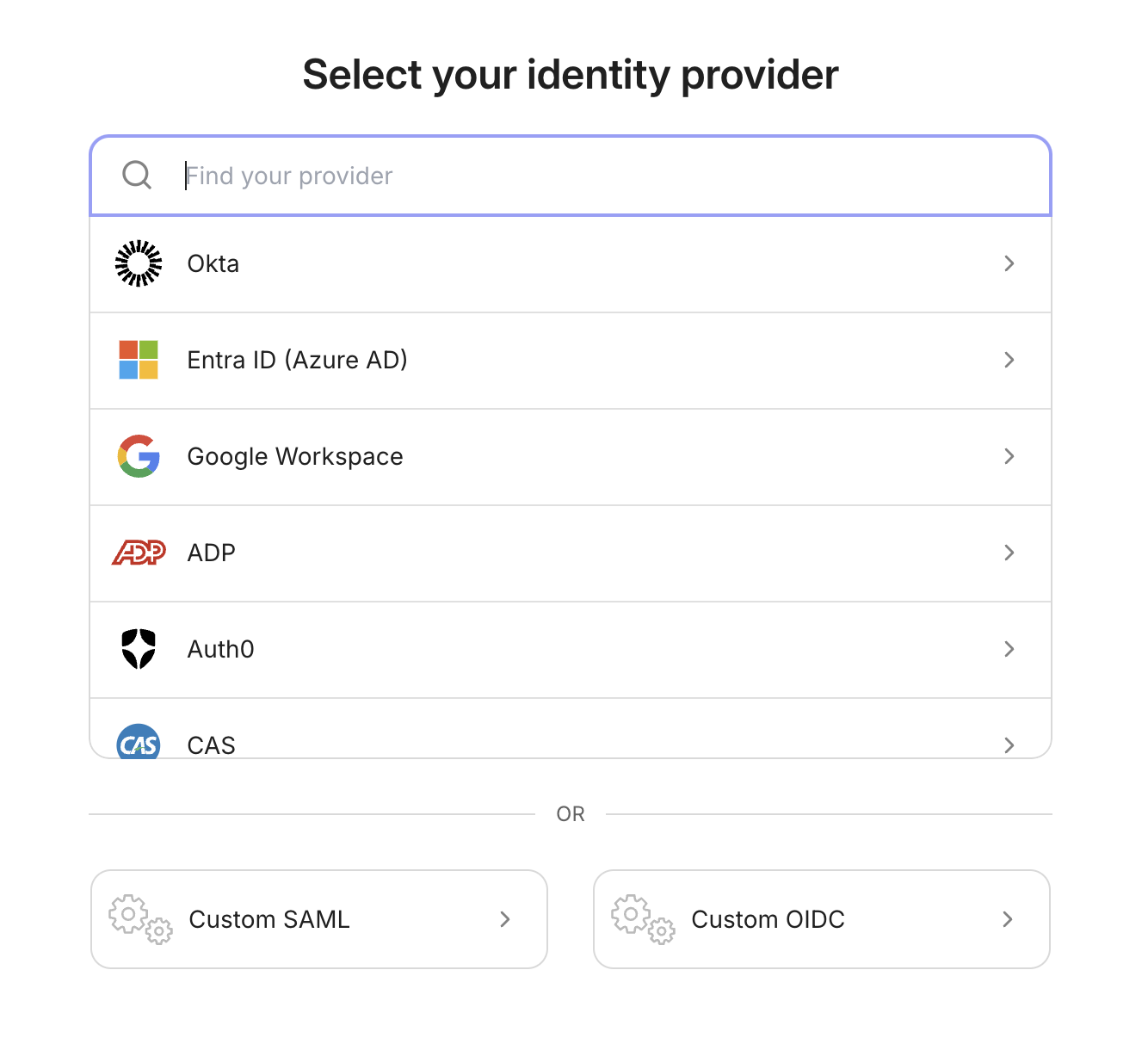 Select your IdP
