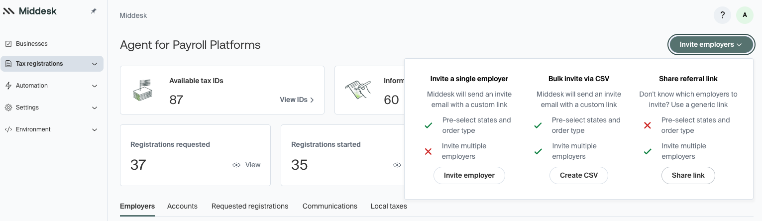 Invite employers from the Partner Dashboard