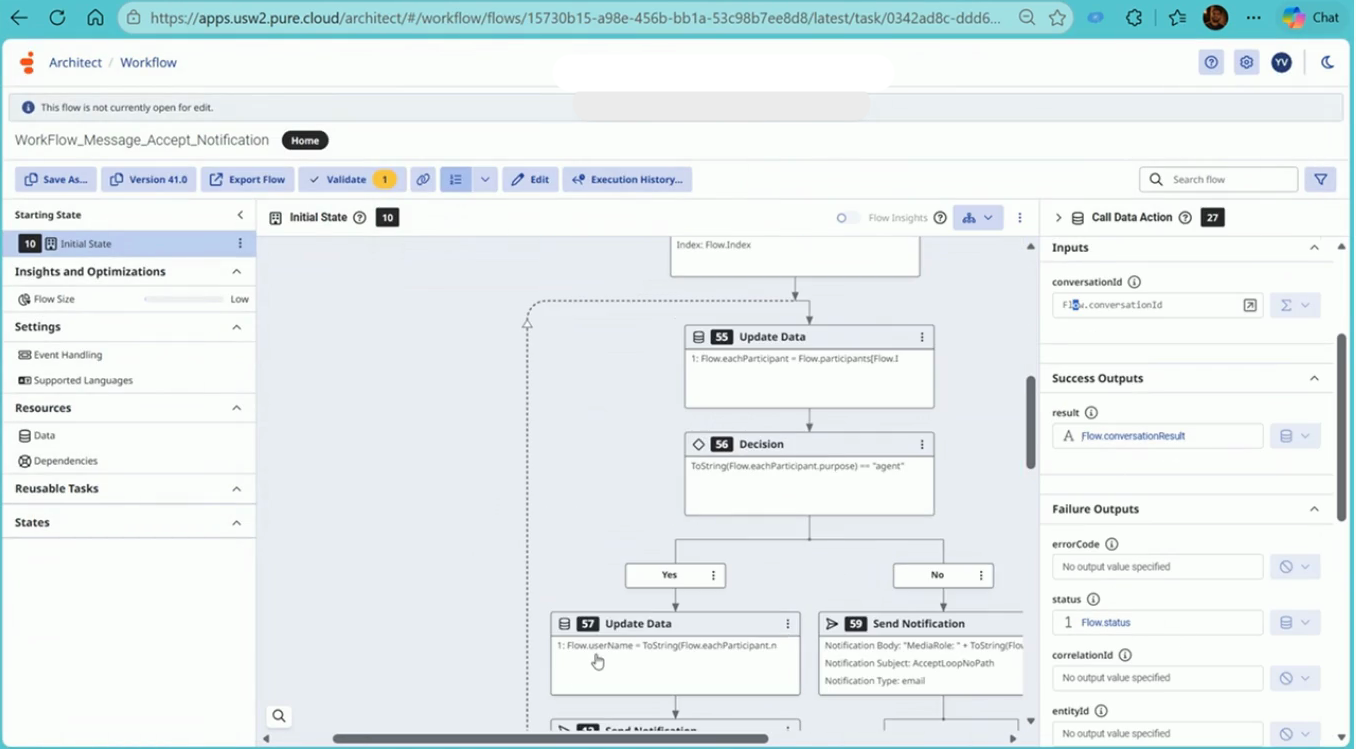 Accept workflow: loop over participants selecting the one whose purpose is agent