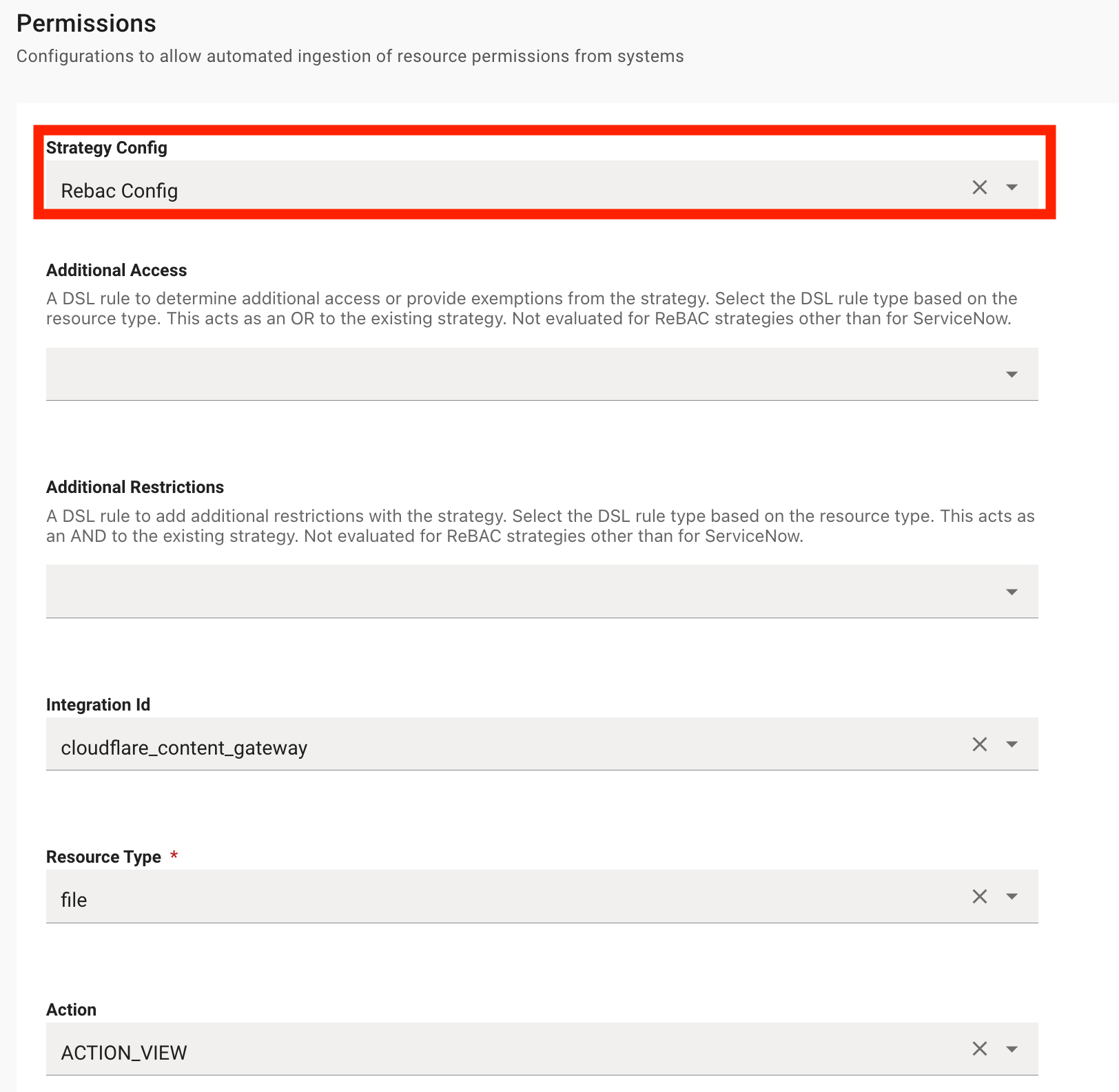 Strategy Config set to Rebac Config