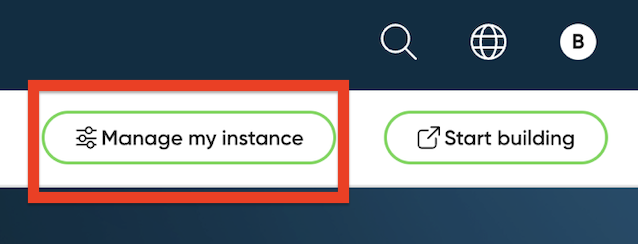 Manage my Instance button on the provisioned-instance page