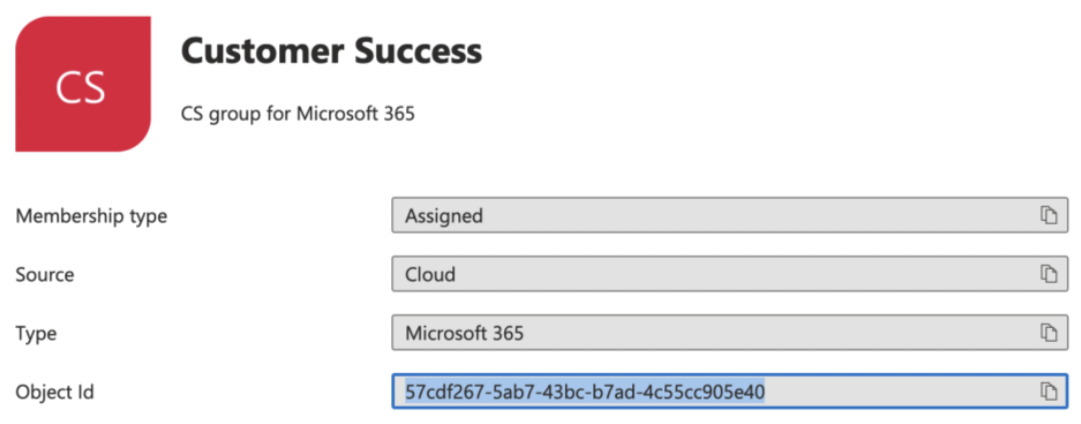 Azure group with object id
