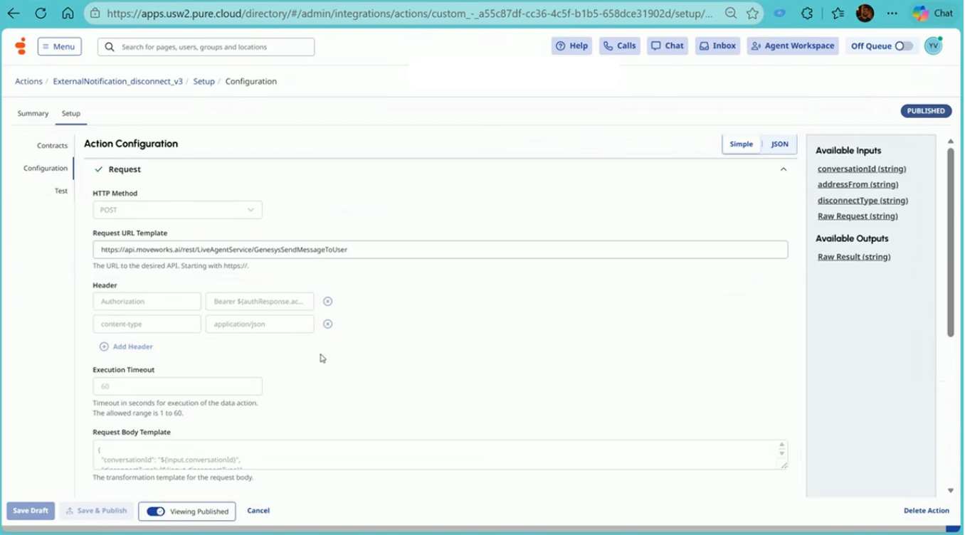 Agent-disconnected data action configuration