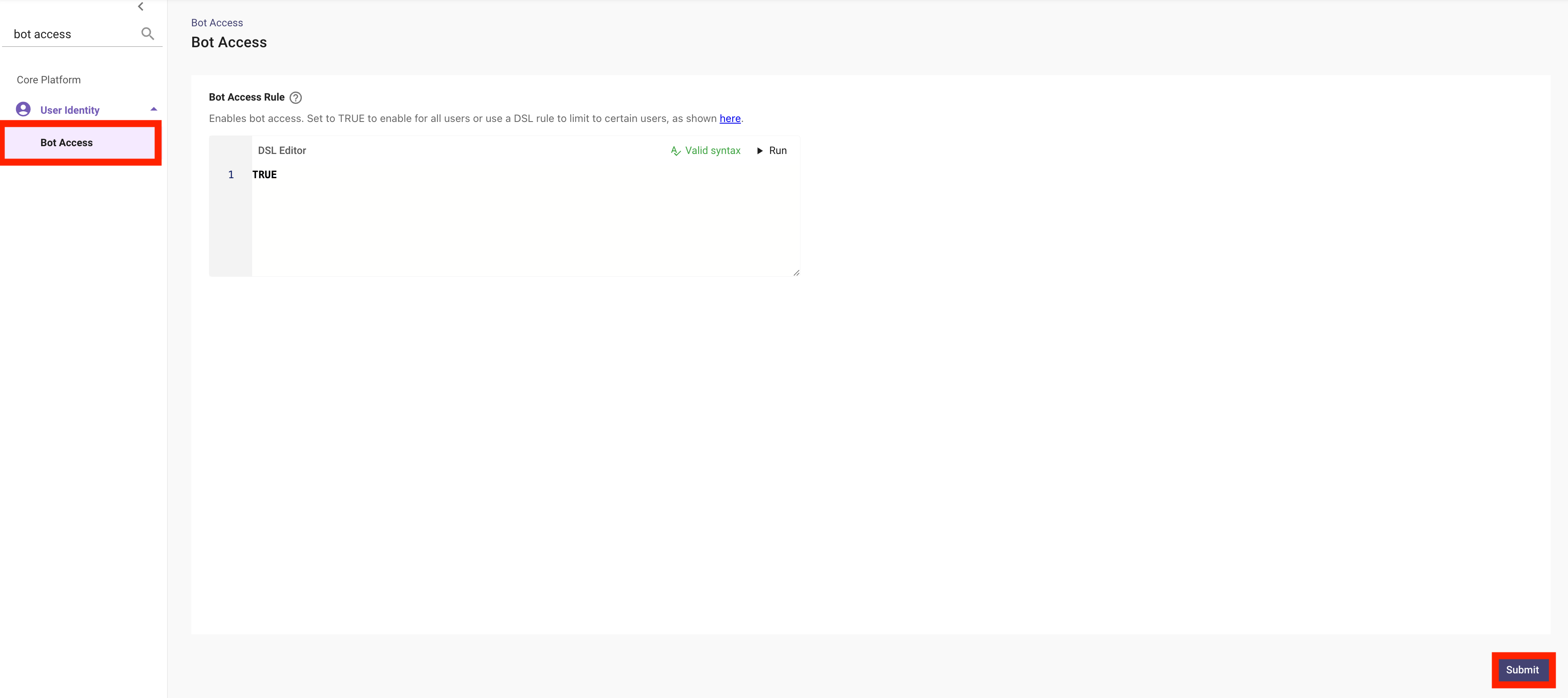 Bot Access page in Moveworks Setup with the Bot Access Rule set