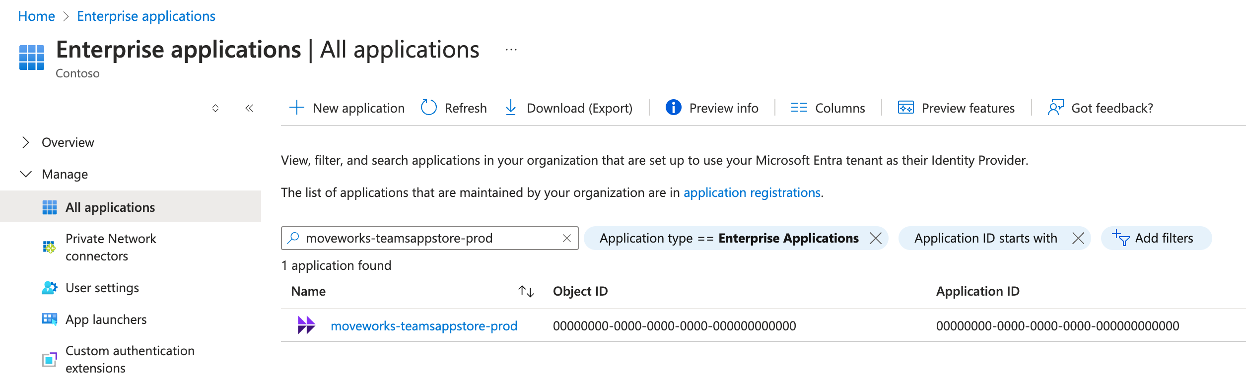 Enterprise Applications search for moveworks-teamsappstore-prod