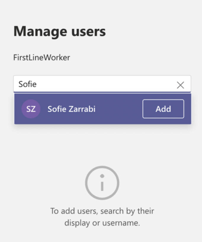 Manage Users page for the app setup policy
