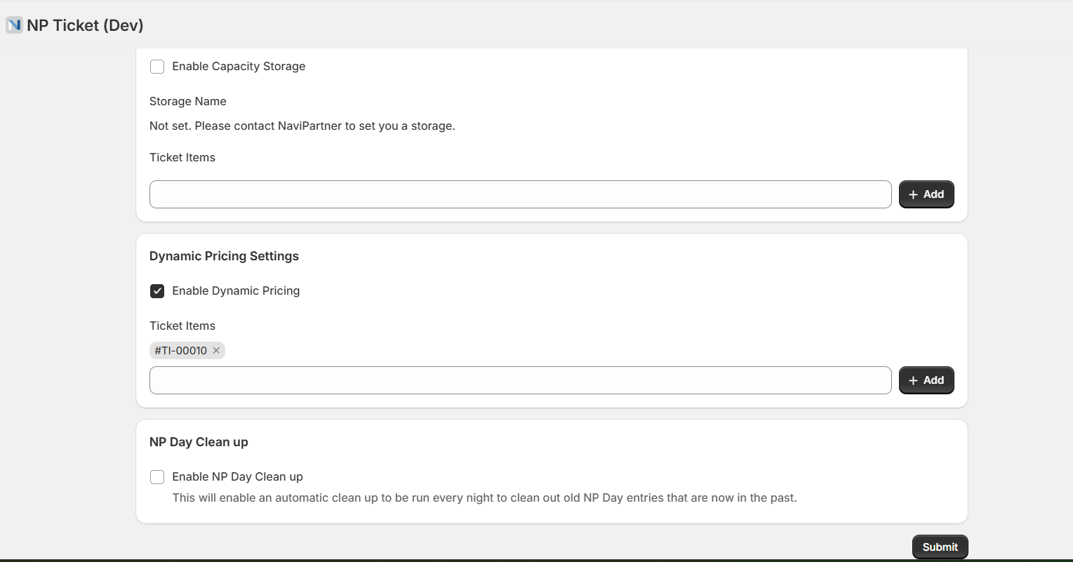 Dynamic Pricing Settings