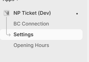 Ticket App Settings