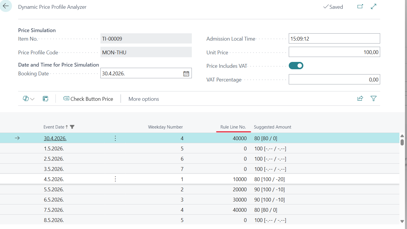 Pricing rule example