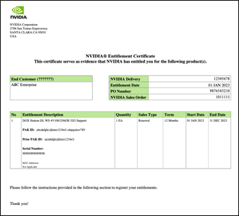 Entitlement Certificate PDF