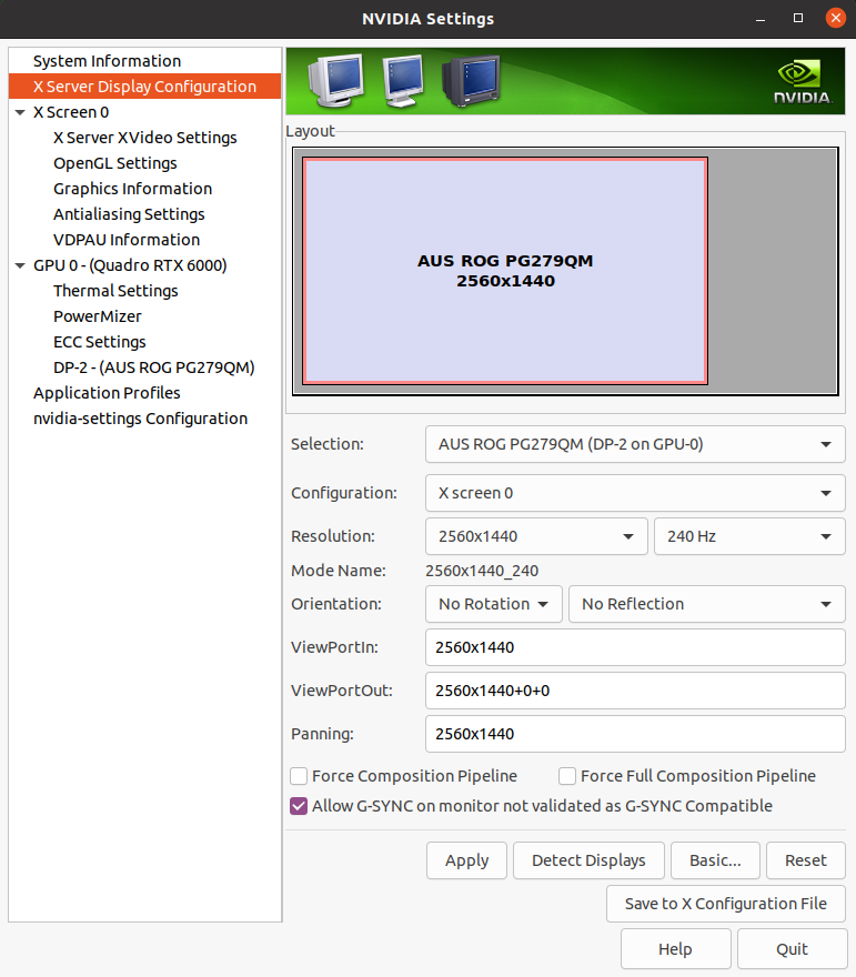Enable G-SYNC for the current display