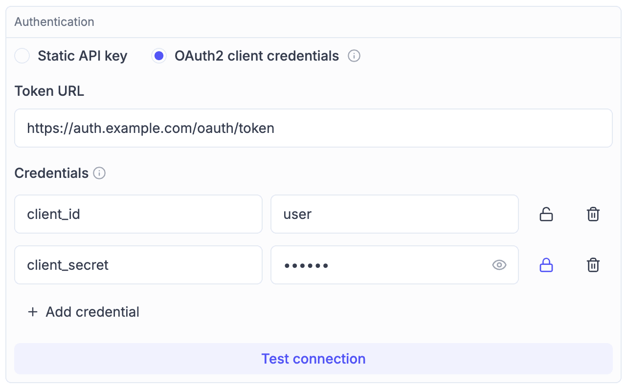 Custom Provider OAuth2 Client Credentials Configuration