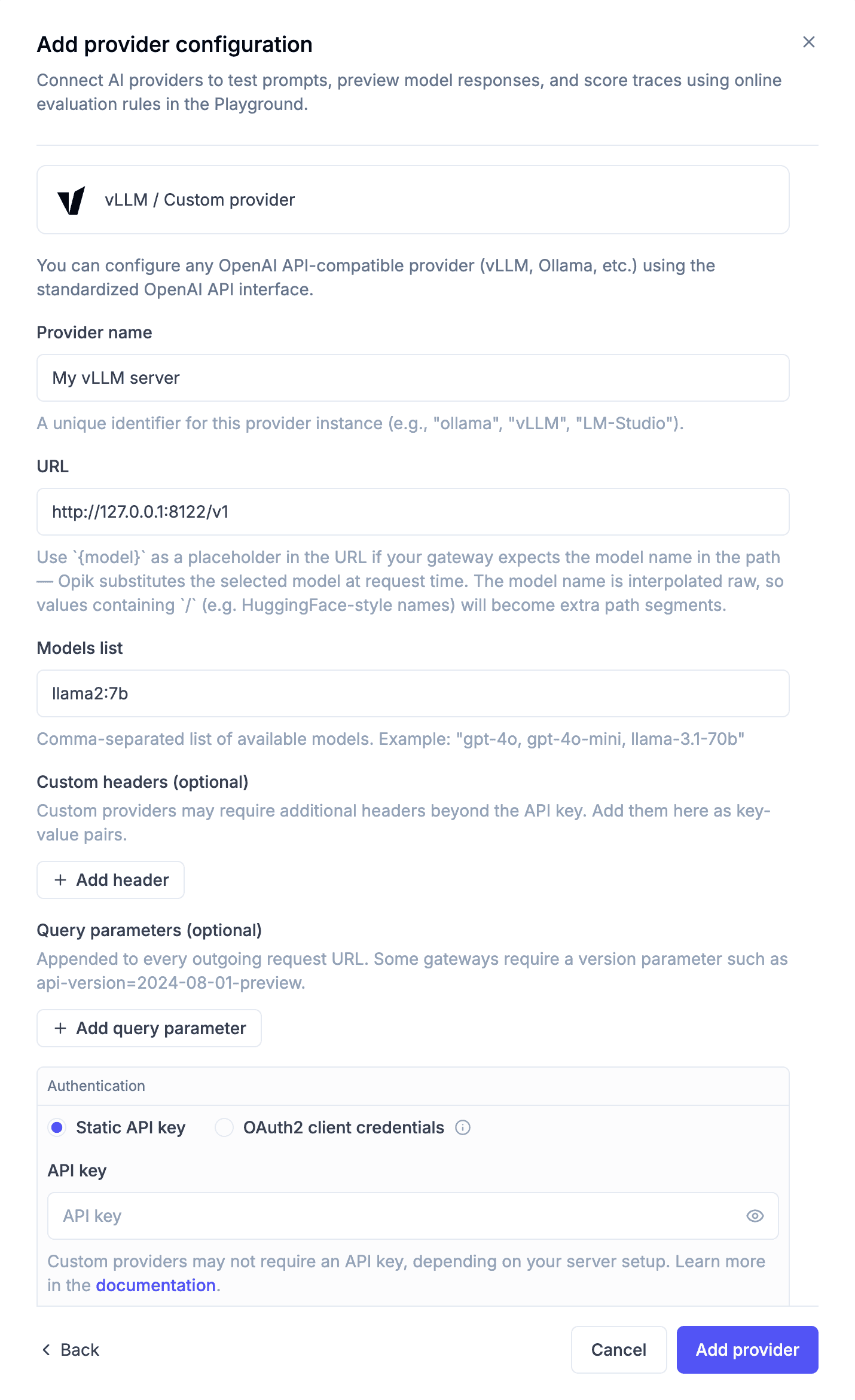New Custom AI Provider Modal