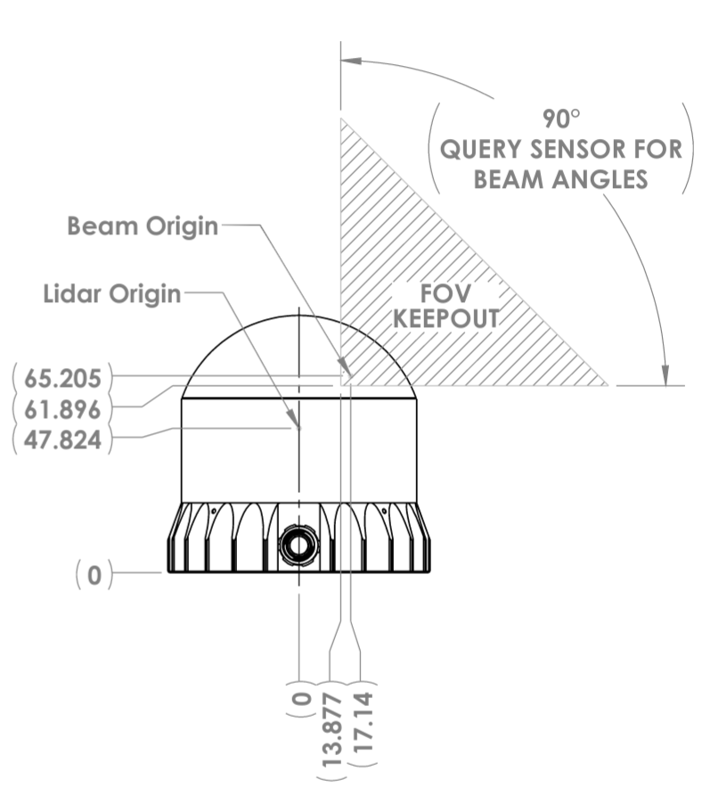 OSDome sensor mechanical drawing, view 3