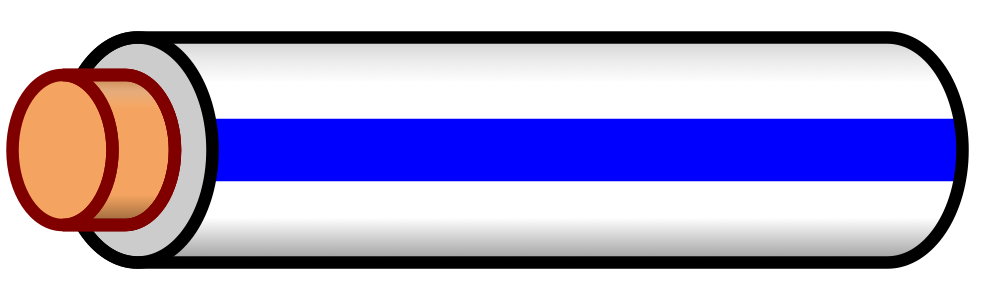 White/blue striped wire