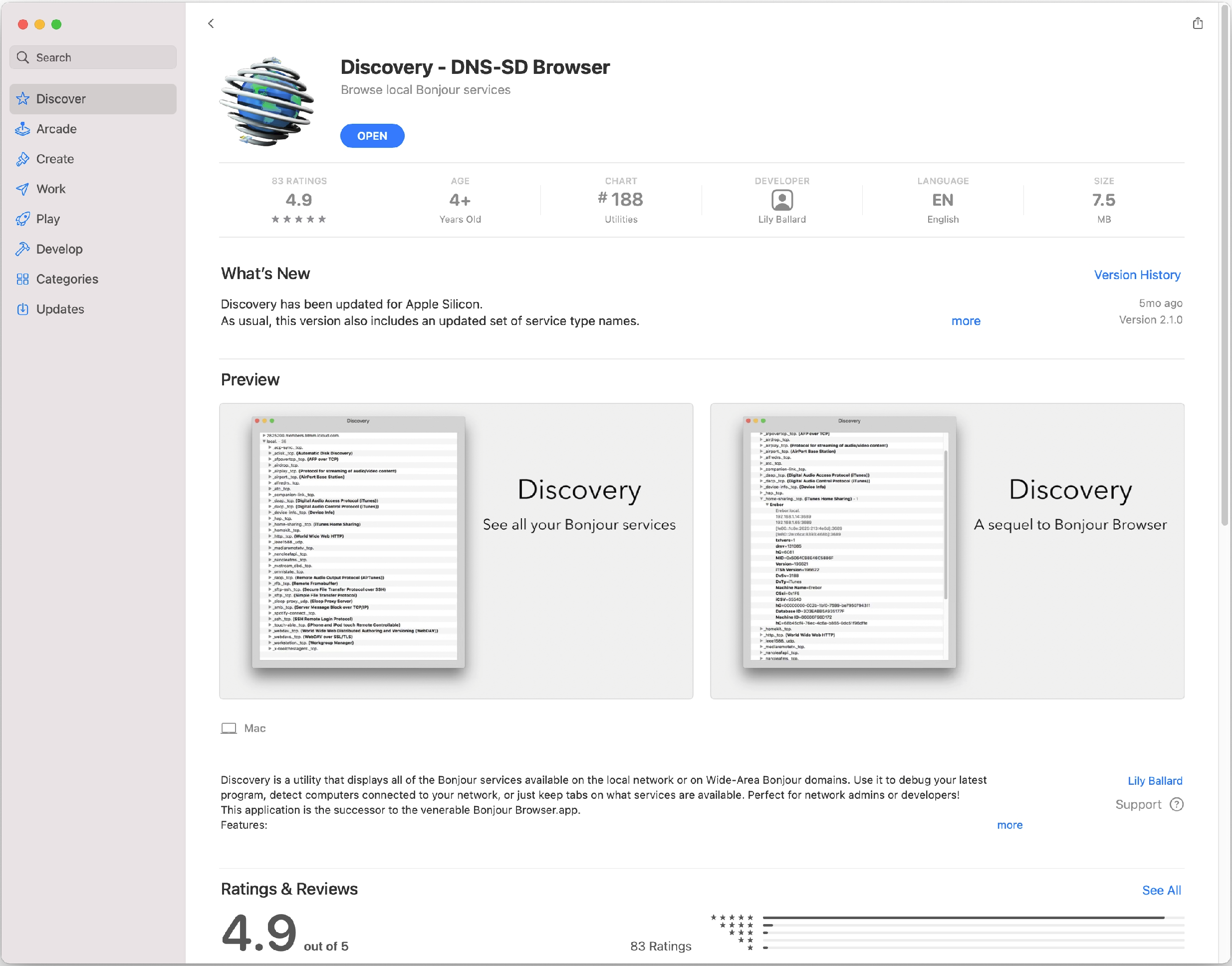 Downloading Discovery DNS-SD Browser