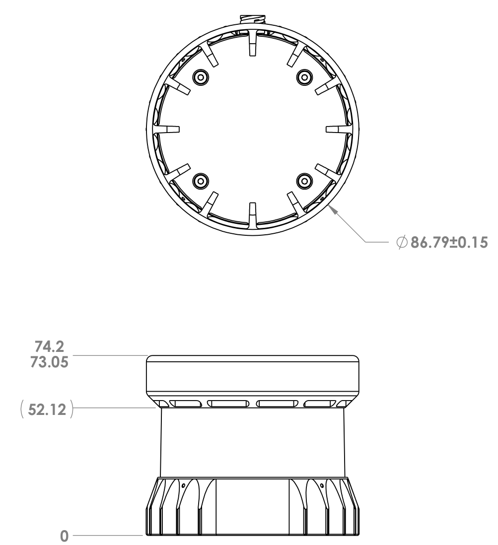 Halo cap mechanical drawing