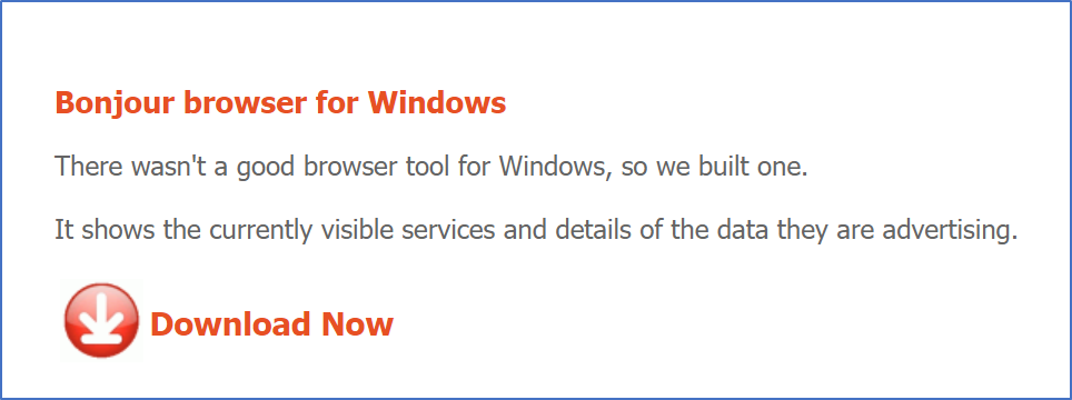 Downloading Bonjour Browser