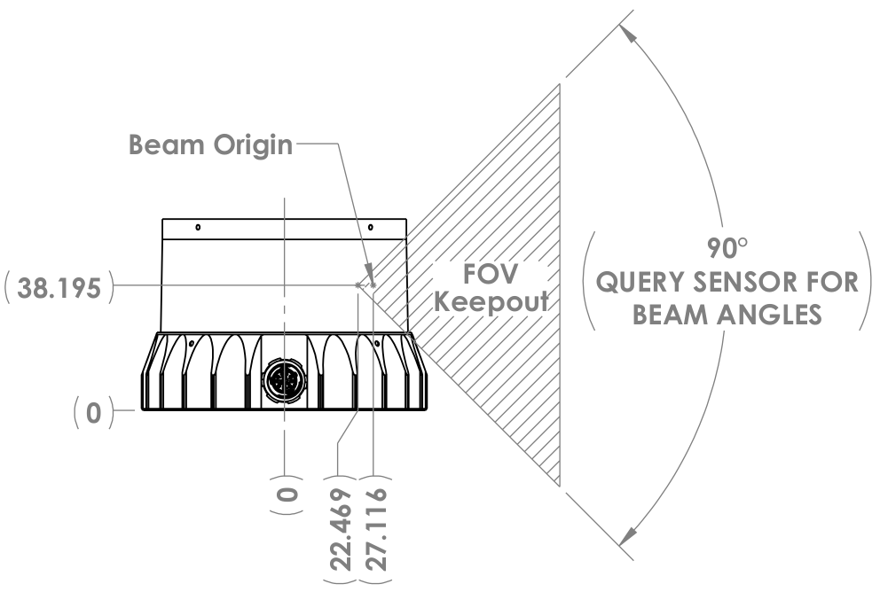 OS0 sensor mechanical drawing, view 3