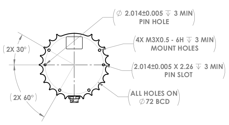 OSDome sensor mechanical drawing, view 2