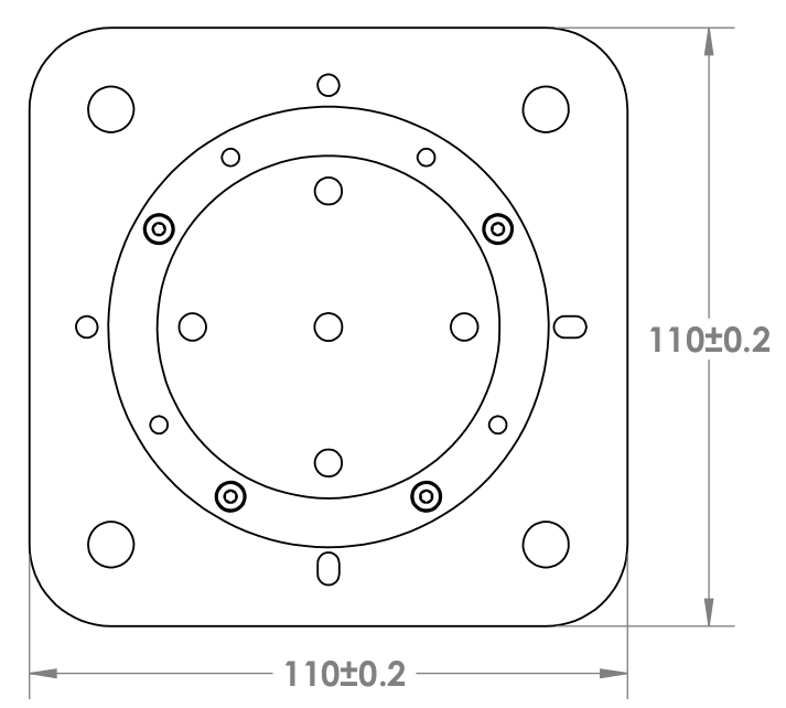 Baseplate rear view mechanical drawing