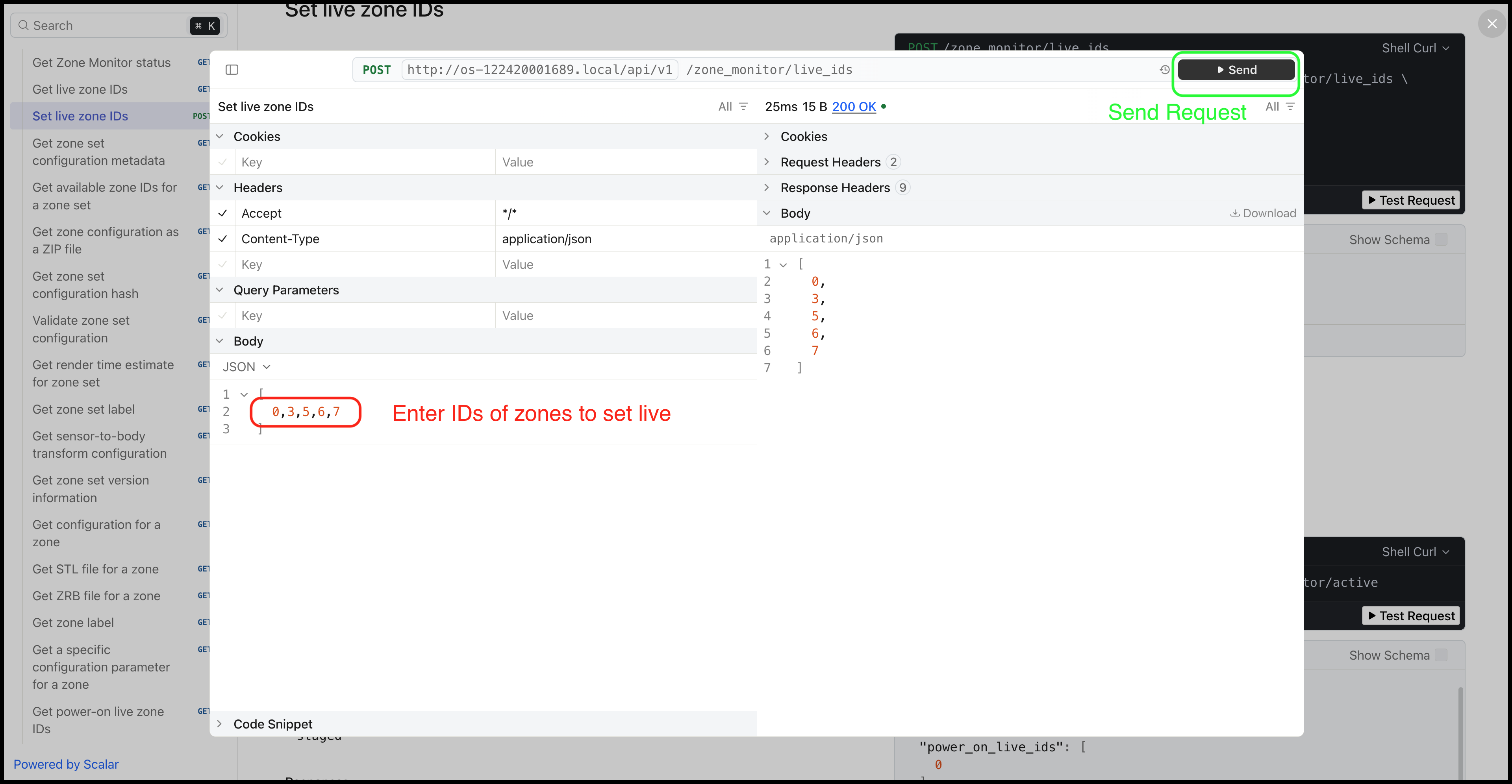 Setting selective live zones
