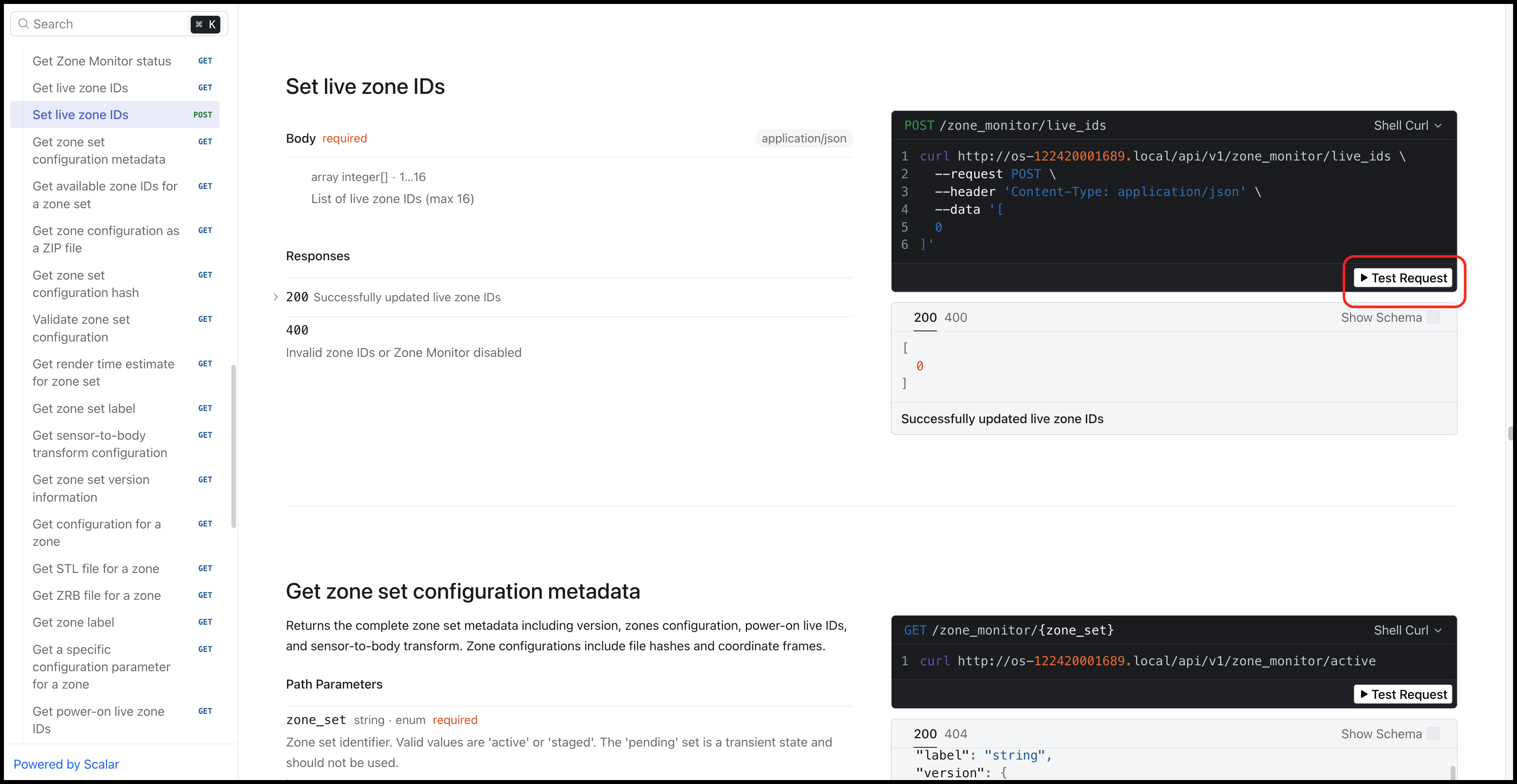 Testing the set live IDs API request