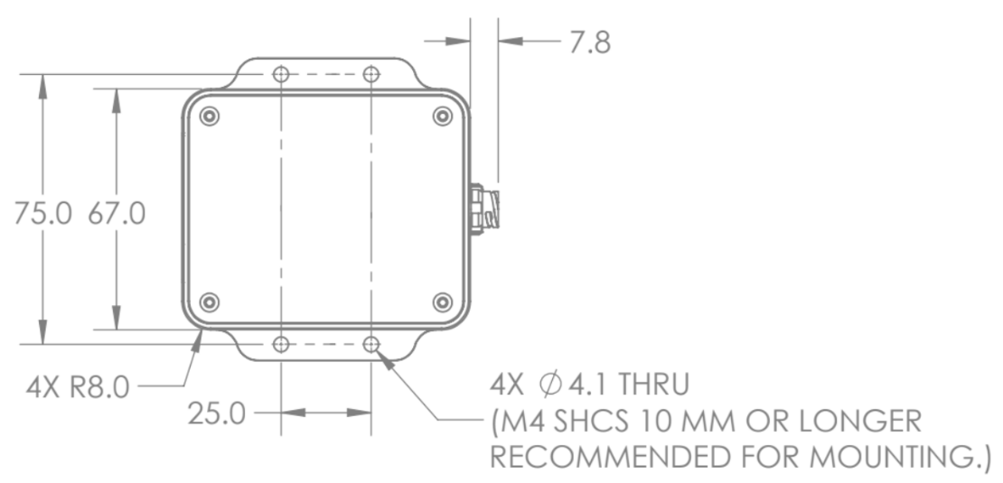 Modular interface box mounting drawing, view 1