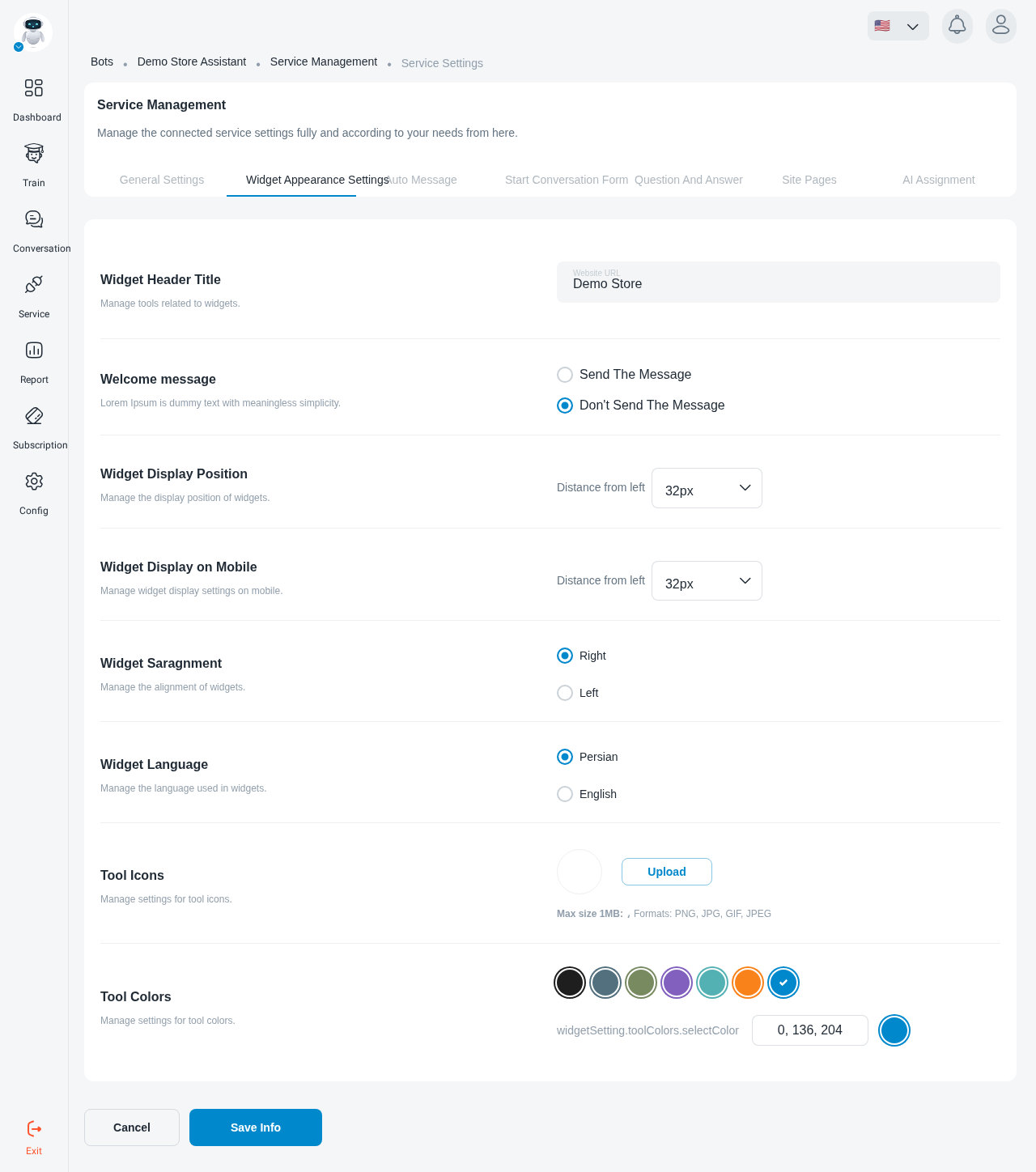 Widget Appearance Settings