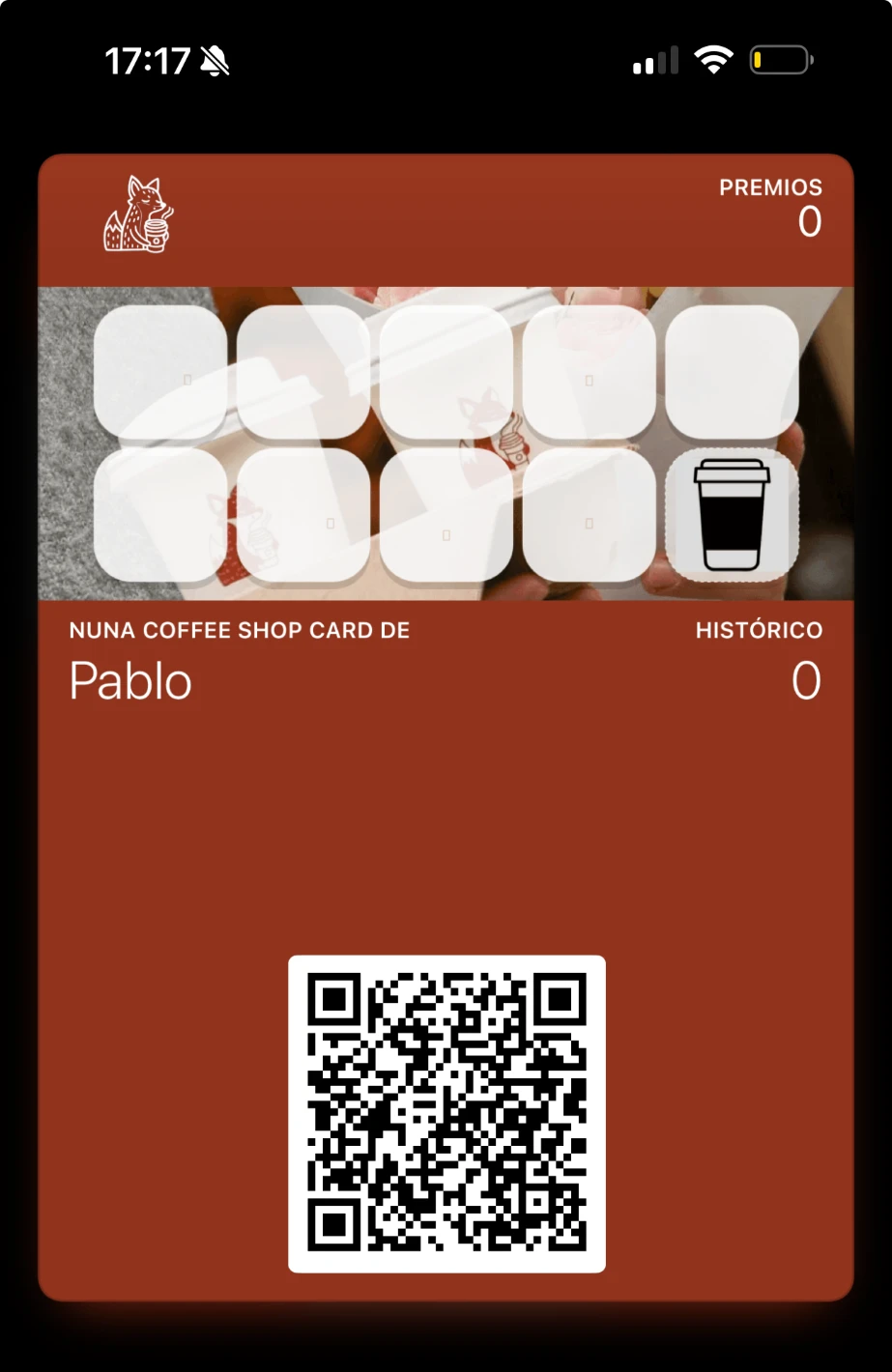 pase wallet mostrando el progreso de sellos