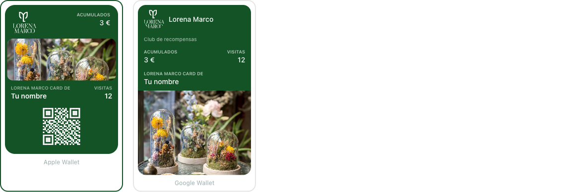 comparación visual del pase en Apple Wallet y Google Wallet