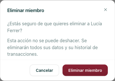 pantalla de confirmación de borrado con aviso
