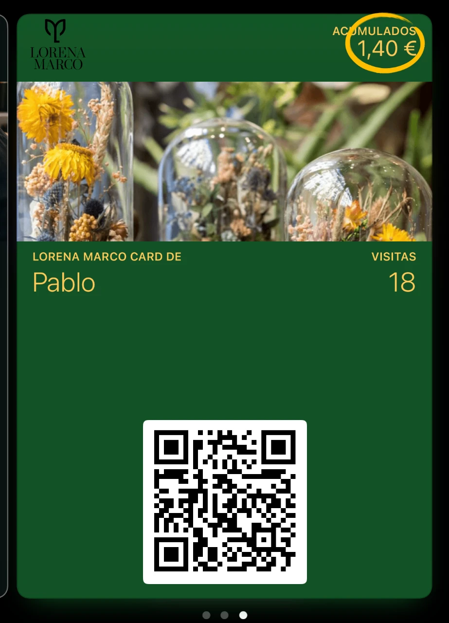 pase Apple Wallet con el logo y los colores del comercio