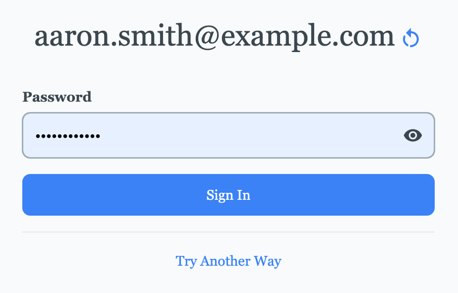 Password entry form with a link to log in with a passkey