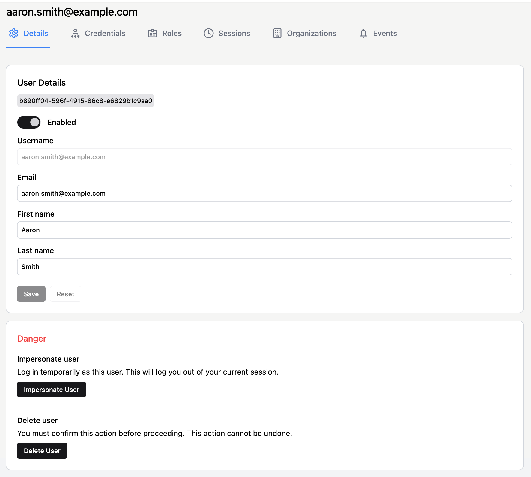 User details