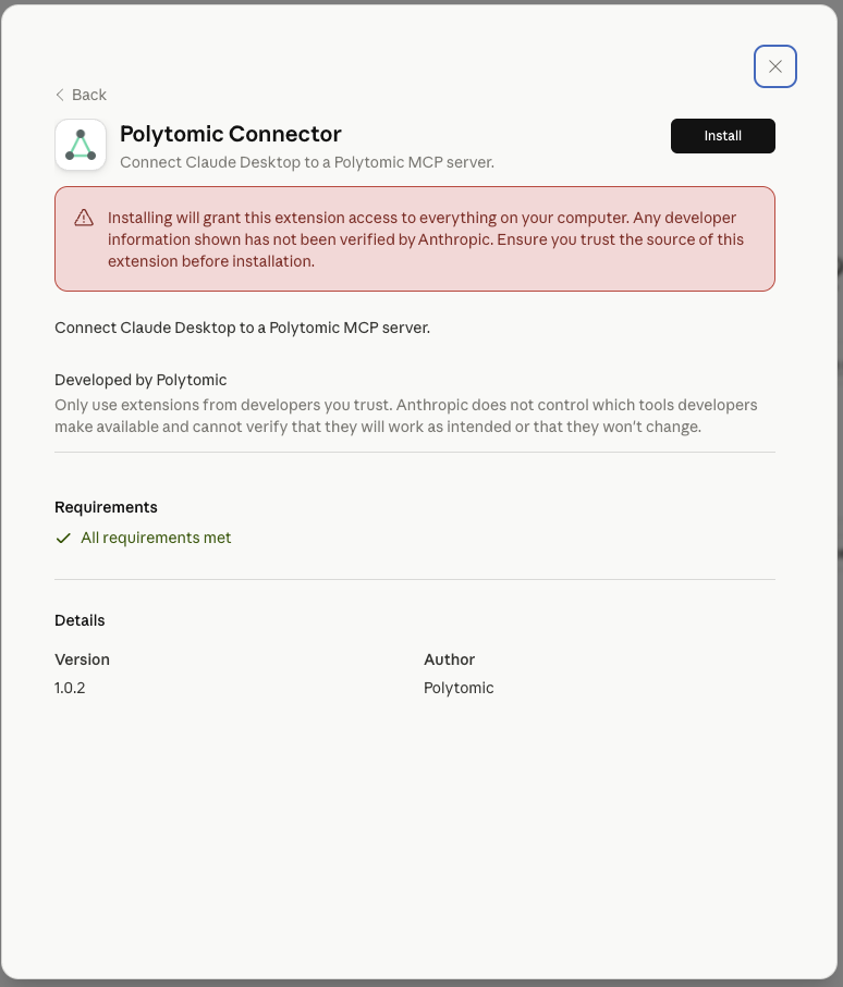 Installing the Polytomic Connector in Claude Desktop