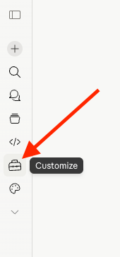 Claude sidebar with the Customize briefcase icon highlighted