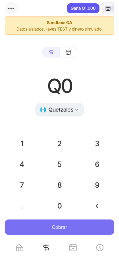 Banner de ambiente Sandbox en mobile