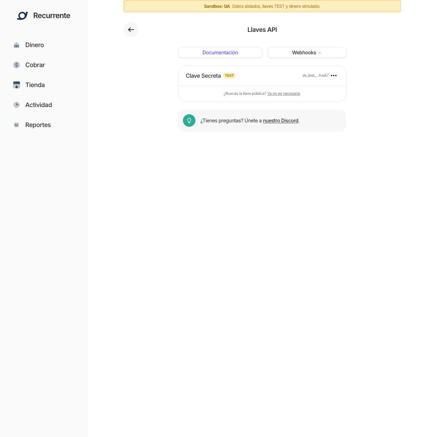 Sandbox TEST keys and webhooks