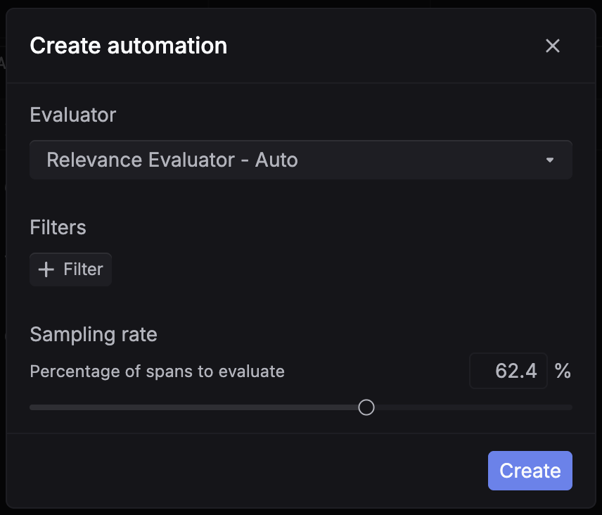Sampling rate slider in the create automation dialog
